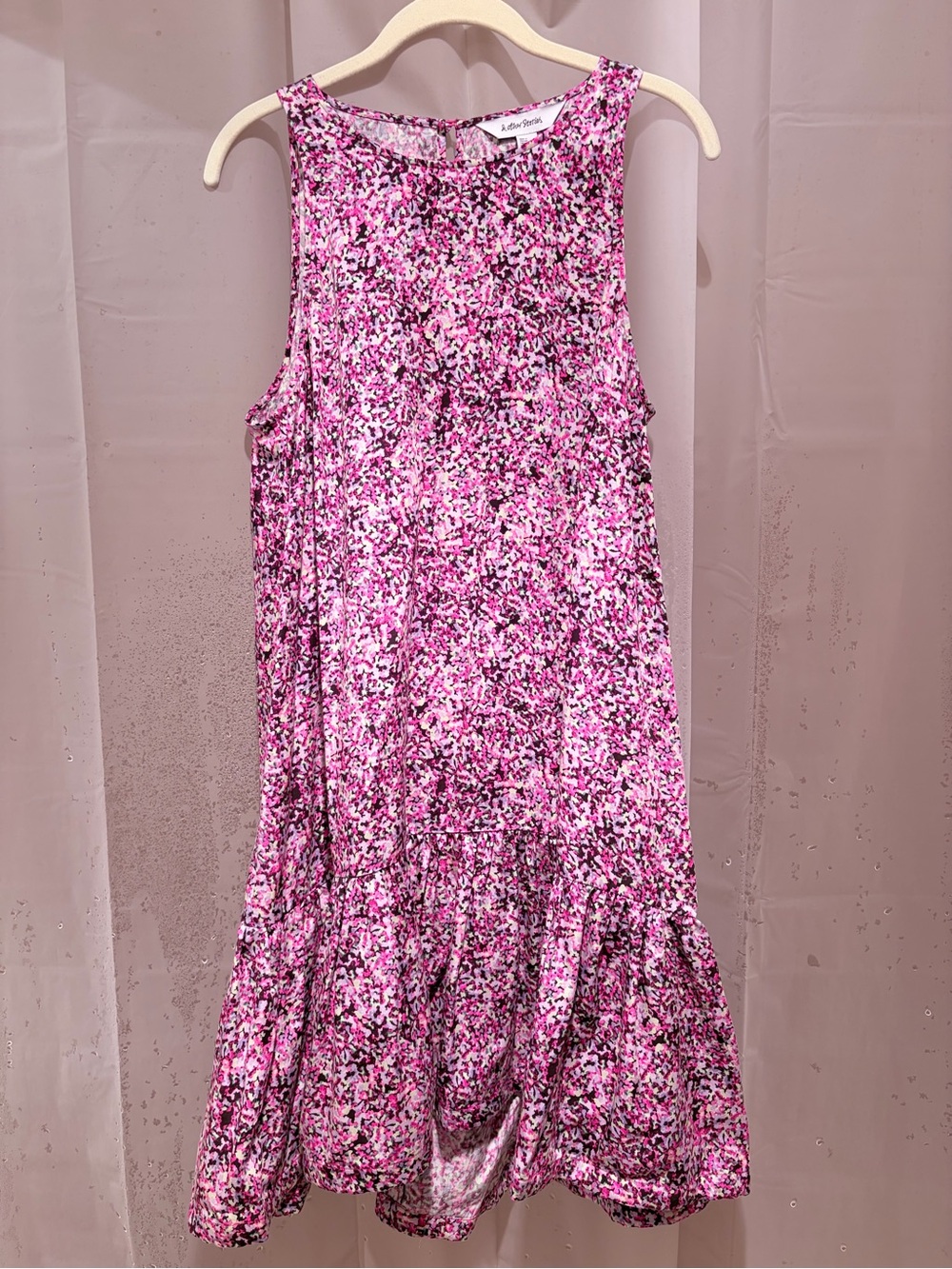 & Other Stories Confetti Print Drop Waist Ruffle Sleeveless Mini Dress